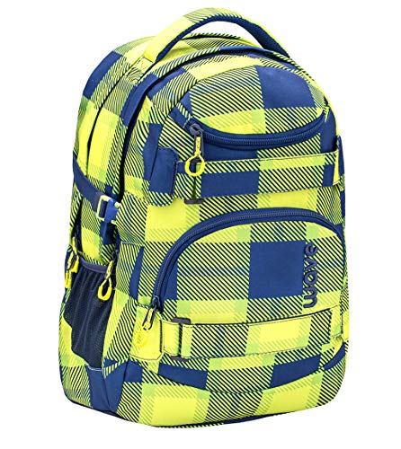 Wave Infinity Grün Blau Schulrucksack mit Laptopfach Tabletfach/Brustgurt Hüftgurt / 43 x 31 x 22 cm / 30 Liter/Unisex, Jungen, Mädchen/Rucksack Daypack (338-72/A Neon Pattern) von Wave