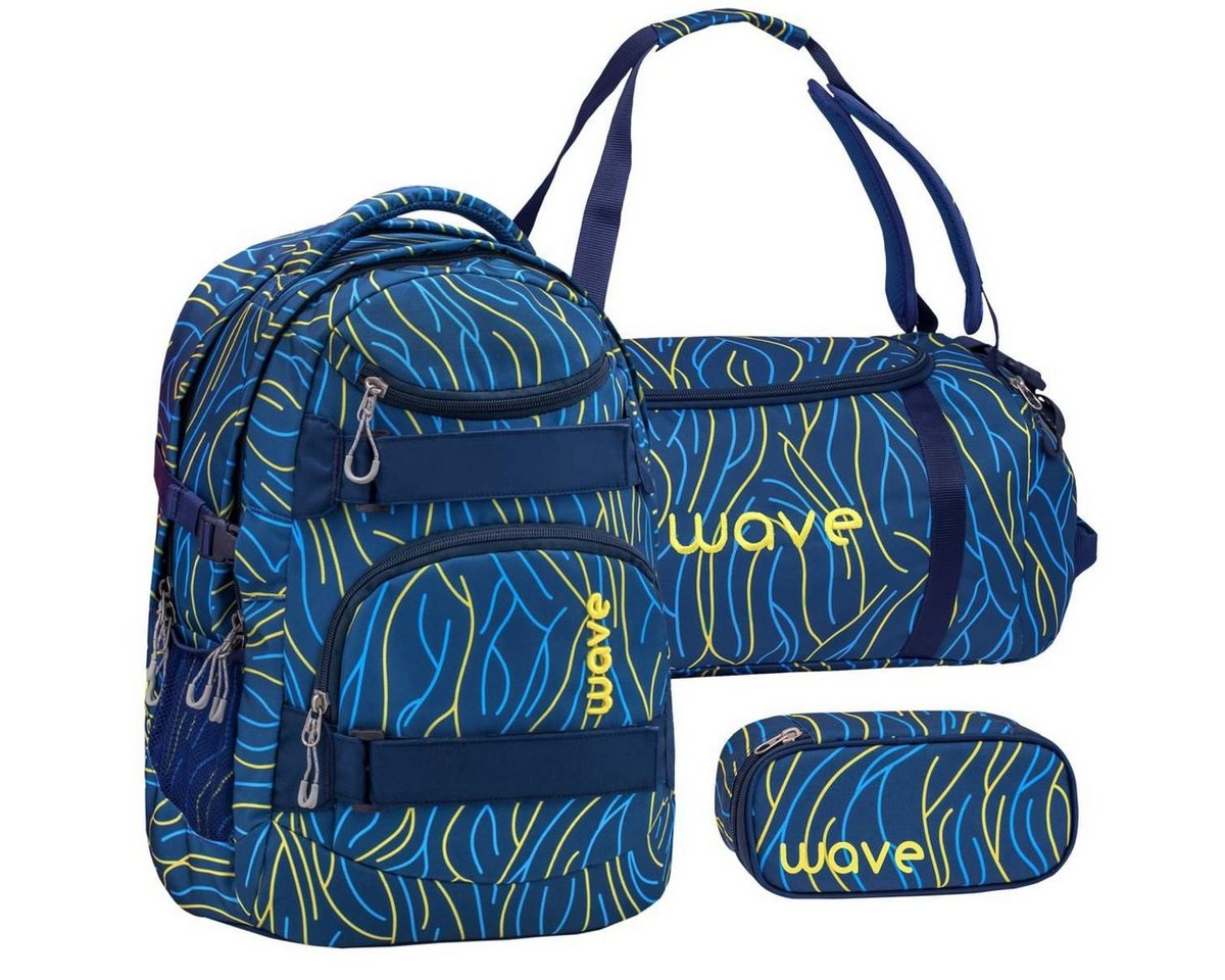 Wave Schulrucksack Infinity, Schultasche, ab 5. Klasse, 3tlg. Set, für Mädchen und Jungen Teenager von Wave