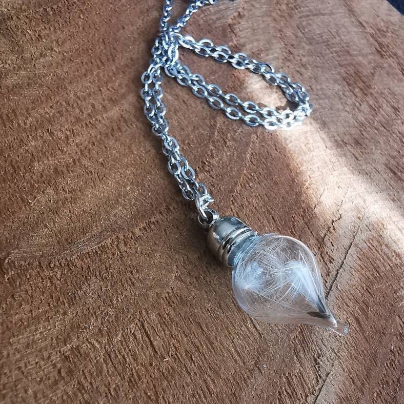 Pusteblumen Samen Kette Mit Anhänger - Naturprodukt Aus Edelstahl Und Glas Pusteblumen Samen Kette Mit Anhänger - Naturprodukt Aus Edelstahl Und Glas von Wavelry