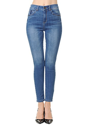 Wax Jean Denim Damen Juniors Push-Up High Rise Skinny Jeans aus feiner Baumwolle D. - Blau - 52 von Wax