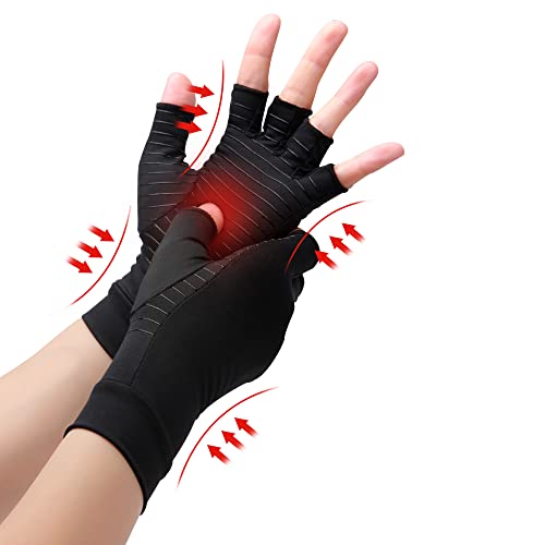 Kupfer Kompressionshandschuhe, Arthritis Handschuhe, beste Kupfer Infundierte Handschuhe für Damen und Herren, Schmerzlinderung und Heilung für Arthritis, Karpaltunnelsyndrom, 1 Paar (L, Schwarz) von Waxden