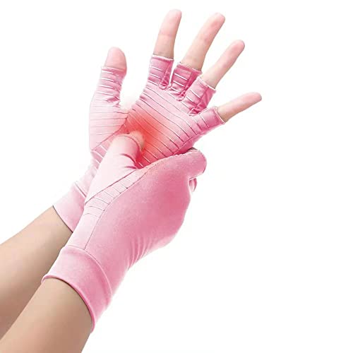 Waxden Kupfer Kompressionshandschuhe, Arthritis Handschuhe, beste Kupfer Infundierte Handschuhe für Damen und Herren, Schmerzlinderung und Heilung für Arthritis, Karpaltunnelsyndrom, 1 Paar (M, Rosa) von Waxden