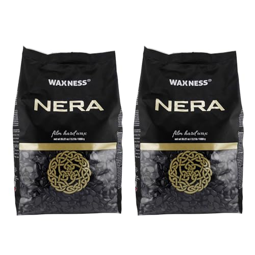 Waxness Film-Hartwachsperlen Nera – 2er-Pack (2 × 1 kg Beutel) - Hard Wax Beads - Haarentfernung ohne Wachsstreifen - Hartwachsperlen für Haarentfernung, geeignet für Frauen und Männer von Waxness
