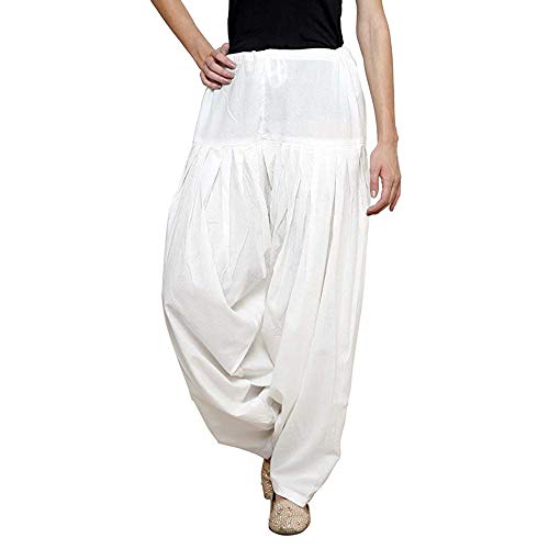 Way2like Baumwolle Patiala Salwar Punjabi Hose, Patiyala, freie Größe, Yoga-Hose für Frauen, Weiß1 von Way2like