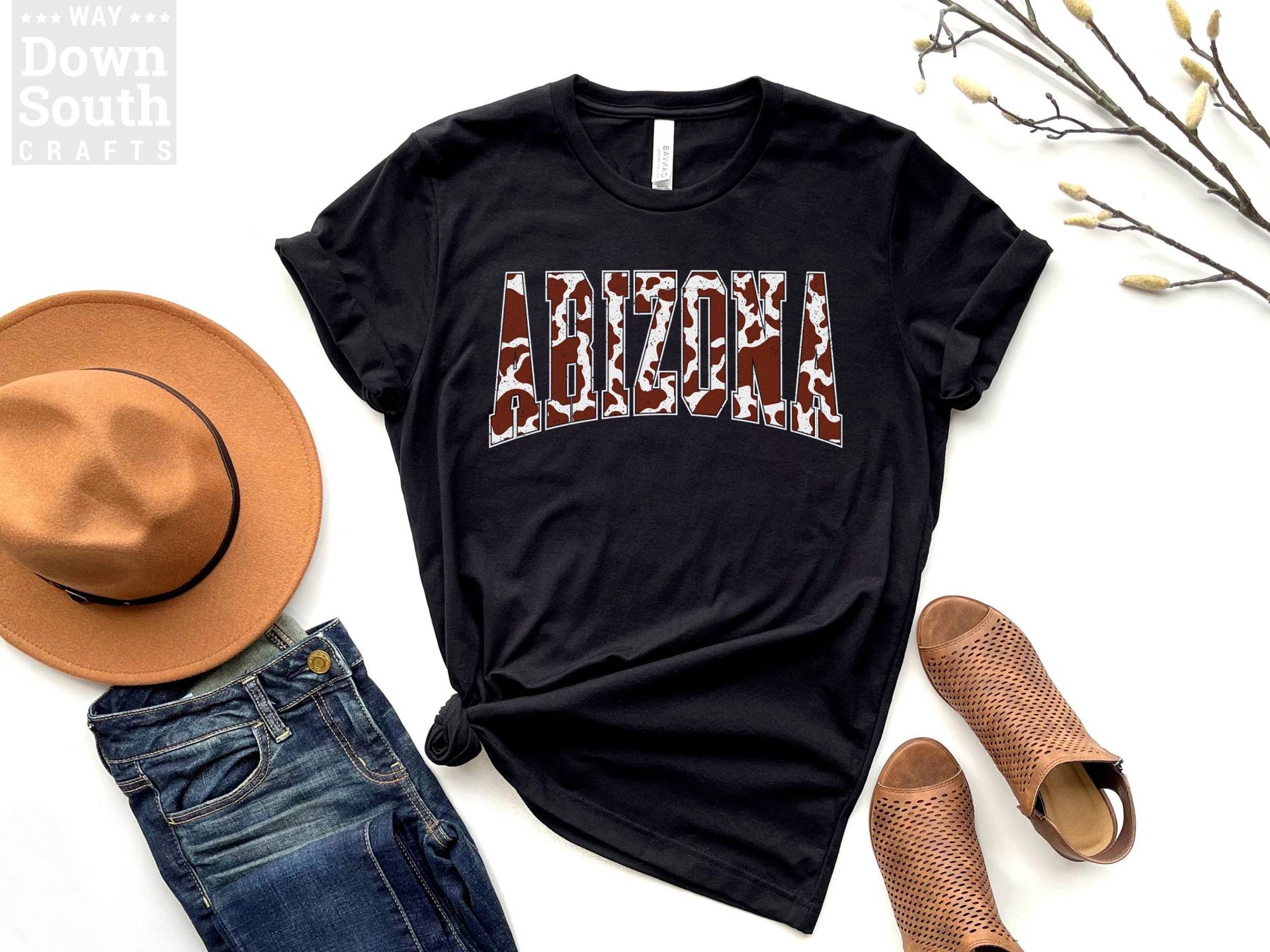 Arizona T-Shirt, Cow Print, Home State Shirt, Vintage T Shirts, Cowboy Western Shirt, Arizona Girl, Dessert, Arizona Geschenke von WayDownSouthCrafts