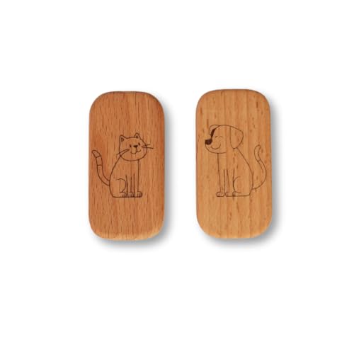Waya - zwei Kindernagelbürsten mit Hund und Katze - Nagelpflege für Kinder - zwei kleine Nagelbürsten aus Holz mit Motiv - für saubere Fingernägel - Kinderhygiene von Waya