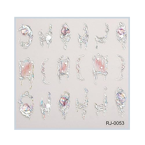 1 Blatt Designs Nagelkunstaufkleber Silbernagelabziehbilder 5D Geprägte Aufkleber Nails Accessoires Abziehbilder von Wayfadacc