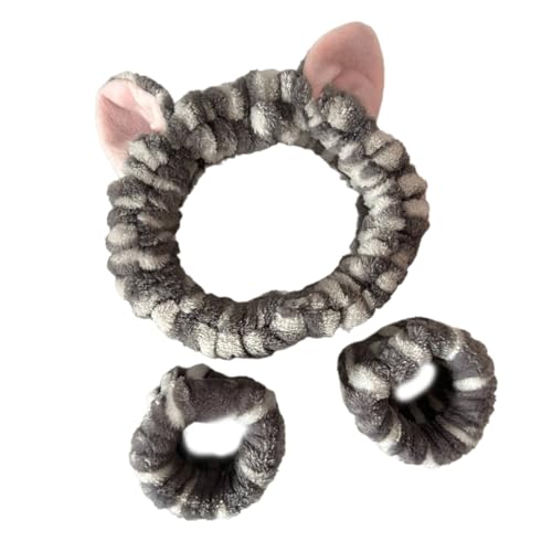 3 Stücke Plüsch Stirnband Set Zum Gesichtswaschen Mit Kätzchenohren Absorbierende Armbänder Waschen Des Haarhalters Waschen von Wayfadacc