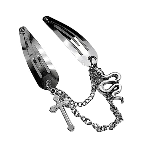 Haarclip Girls Snap Clip Kopfschmuck Dunkel Mit Metallanhängen Frauen Haarschmuck Silber Haarstyling Haarnadel von Wayfadacc