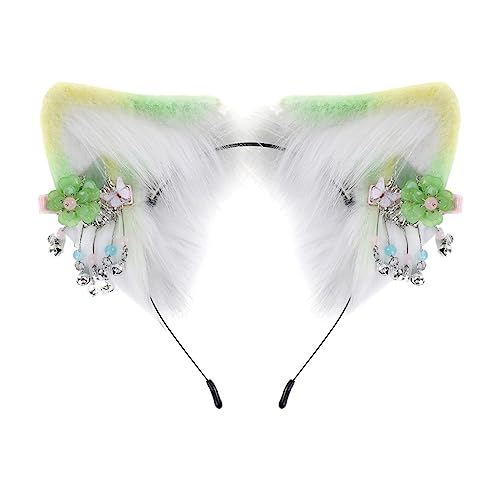 Haarreif mit Cartoon-Wolfsohren und baumelnden Blumen-Dekoren, Haarhalter, Cosplay-Party, Kopfbedeckung für Jugendliche und Erwachsene von Wayfadacc