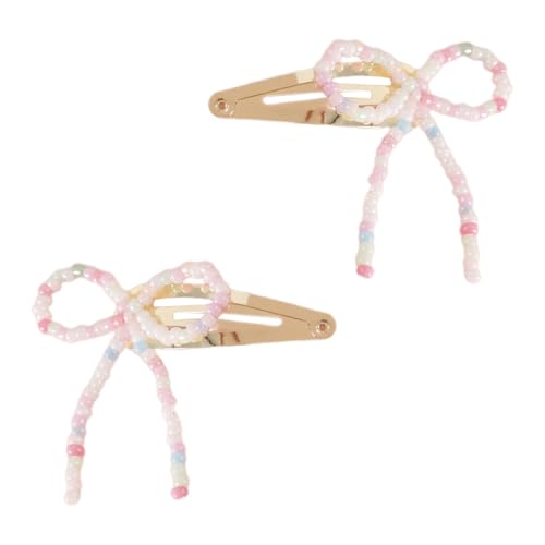 Haarspange mit Perlen, elegante Haarspange mit Schleife, Entenschnabel-Clip, seitliche Haarspangen für Damen, seitlicher Pony, Haarstyling-Clip, 2 Stück von Wayfadacc