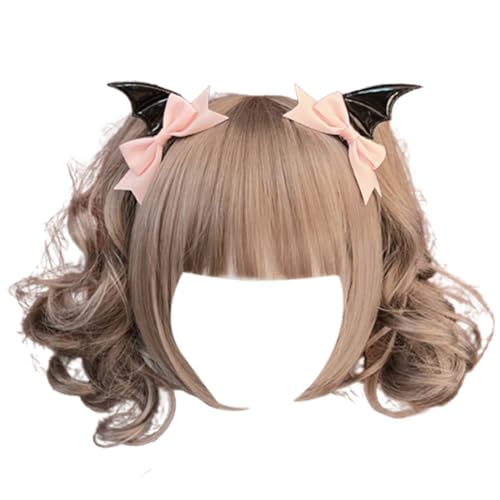 Punk Kopfschmuck Schleife Halloween Haarspange Punk Haarspange mit Teufelsflügel Cool Girl Fledermaus Flügel Form Gothic Haarspangen von Wayfadacc
