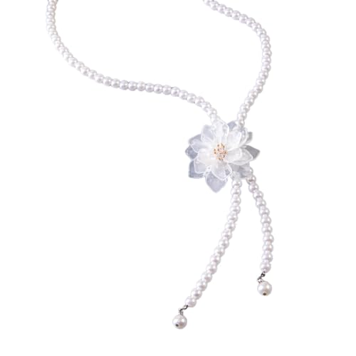 Stilvolle Frauen Blumenhalskette Imitation Perlen Belt Taillenkette Für Tägliche Pendelfeiern Oder Datteln Abendpartyschmuck von Wayfadacc
