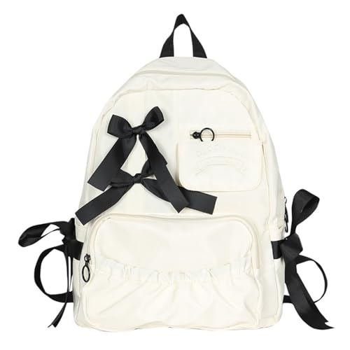 Trendy Preppy Styles Süßer Bowknot Rucksack Für Teenager Mädchen Nylon School Book Tasche Plisel Reißverschluss Großer Rucksack Casual Daypack von Wayfadacc