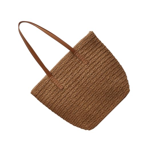 Wayfadacc Atmungsaktive Stroh-Umhängetasche, praktische Damen-Büro-Accessoire-Handtasche, Strohtasche mit geräumigem Hauptfach, freundlich, gewebte Schulter, khaki, One Size von Wayfadacc