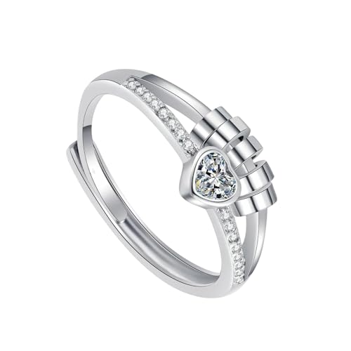 Wayfadacc Messing Ängstliche Ringe 14K Gold Plattiert Herzdesigns Mit Kubischen Zirkonia Spinner Perle Tragbar Für Stress Relief Spinner Perlenringe von Wayfadacc