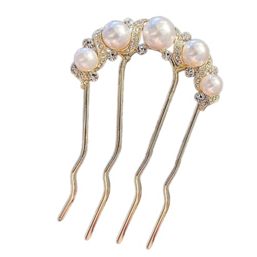 Wayfadacc Moderne Haarspange mit Perlenverzierung, multifunktionale U-förmige Haarnadel für Freizeit- oder Hanbiuk-Styling von Wayfadacc