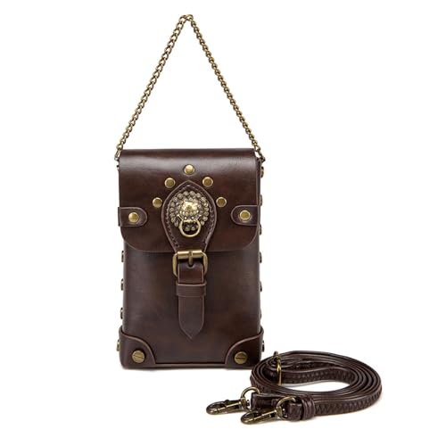Wayfadacc Punk Crossbody Tasche für Damen PU-Leder Schultertasche Geldbörse mit verstellbarem Riemen Taille Taschen Kostüm Cosplay Zubehör von Wayfadacc