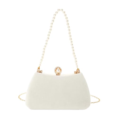 Wayfadacc Raffinierte Weiße Blumige Bestickte Umhängetasche Mit Perlen Handtasche Abendhalm Für Hochzeit Und Kulturelles Ereignis Cheongsam Hochzeit Clutch von Wayfadacc