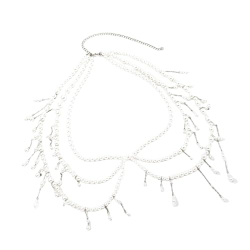 Wayfadacc Stilvolle Schmetterlings-Körperkette, verstellbare Taille, Schmuck mit Perlen, Akzent für formelle oder legere tägliche Kleidung von Wayfadacc