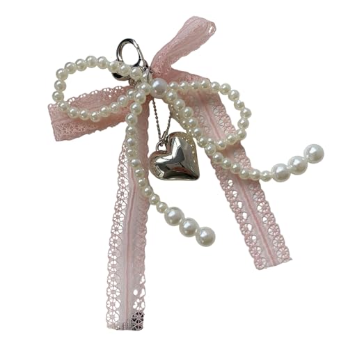 Wayfadacc Trendy Bows Pearls Schlüsselbund Mit Spitzdetail Spitzenpendelless Accessoire Tasche Pendan Für Den Charme Zu Ihrem Geldbeutel Oder Ihrem Rucksack Stylish Hinzugefügt von Wayfadacc