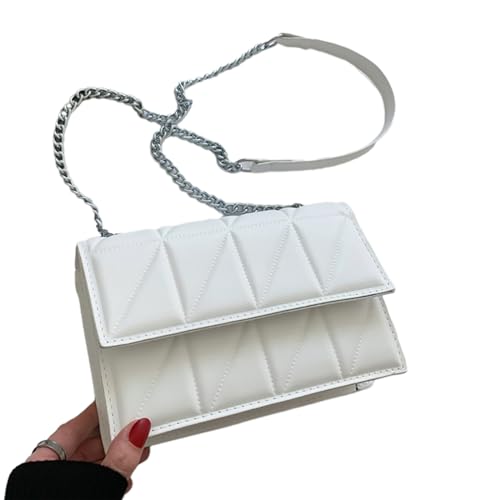 Wayfadacc Trendy PU Umhängetasche Mit Kettenriemen Vielseitiger Und Langlebiger Crossbody Taschen Satchel Handtasche Für Frauen Quadratbeutel von Wayfadacc