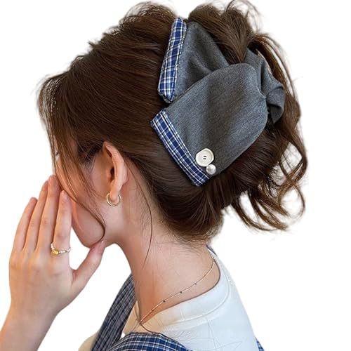 Wayfadacc Übergroße Haarklammer mit Schleife und plissierten Details für Damen, feines Haar, starker Halt, für den täglichen Gebrauch und besondere Anlässe von Wayfadacc
