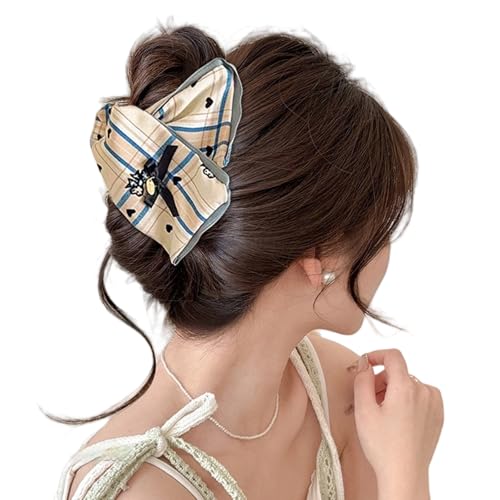 Wayfadacc Übergroße Haarklammer mit Schleife und plissierten Details für Damen, feines Haar, starker Halt, für den täglichen Gebrauch und besondere Anlässe von Wayfadacc