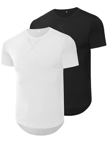 Wayleb 2 Pack T-Shirts für Herren Baumwolle Kurzarm Rundhals Leicht Atmungsaktiv Casual Sommer Longline Tshirt Einfarbig Sportshirt, Schwarz+Weiß L Wayleb 2 Pack T-Shirts für Herren Baumwolle Kurzarm Rundhals Leicht Atmungsaktiv Casual Sommer Longline Tshirt Einfarbig Sportshirt, Schwarz+Weiß L von Wayleb