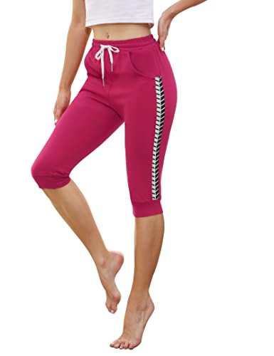 Wayleb Damen Caprihose 3/4 Sporthose Jogginghose Sommer Trainingshose Yogahose mit Tasche Freizeithose Laufhosen für Gym Fitness Marineblau-2，L von Wayleb