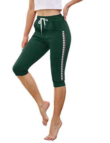 Wayleb Damen Caprihose 3/4 Sporthose Jogginghose Sommer Trainingshose Yogahose mit Tasche Freizeithose Laufhosen für Gym Fitness dunkelblau-2，S von Wayleb