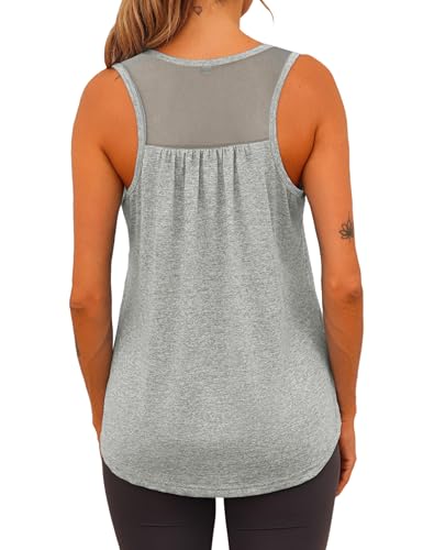 Wayleb Damen Fitness Sport Top Sommer Workout Locker Ärmellos Yoga Shirt Pilates Mesh Unterhemden Gym Oberteil S-3XL von Wayleb