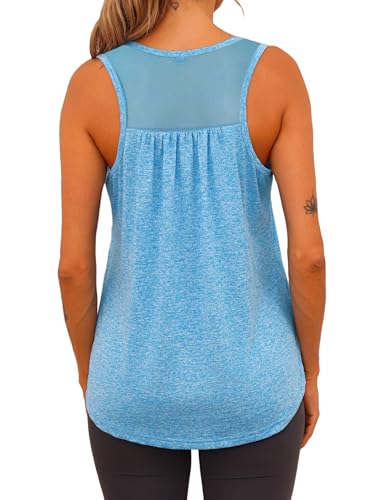 Wayleb Damen Sport Tanktop Sommer Fitness Gym Workout Yoga Shirt Mesh Running Racerback Baumwolle Tank Top S-3XL von Wayleb