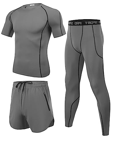 Wayleb Herren Fitness Kleidung Männer Workout Bekleidung Outfit Sportbekleidung 3 Teiliges Kompression Set Trainingsanzug Atmungsaktiv Kompressions Shirts für Herren Wayleb Herren Fitness Kleidung Männer Workout Bekleidung Outfit Sportbekleidung 3 Teiliges Kompression Set Trainingsanzug Atmungsaktiv Kompressions Shirts für Herren von Wayleb