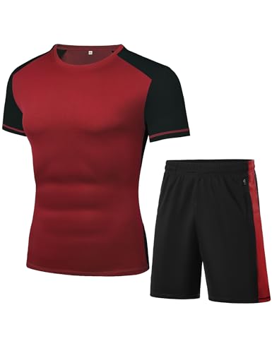 Wayleb Jogginganzug Herren Kurz Trainingsanzug Sommer Atmungsaktiv Sportbekleidung 2 Teiliges Fußball Trikot Set mit Kurze Hosen T-shirts von Wayleb