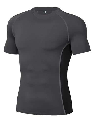 Wayleb Kompressionsshirt Herren Kurz Compression Shirt Atmungsaktiv Sportshirt Herren Kurzarm Funktionsshirt Laufshirt Schnelltrocknend Bodybuilding Shirt von Wayleb