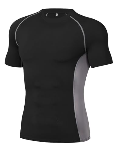 Wayleb Kompressionsshirt Herren Kurz Compression Shirt Atmungsaktiv Sportshirt Herren Kurzarm Funktionsshirt Laufshirt Schnelltrocknend Bodybuilding Shirt von Wayleb