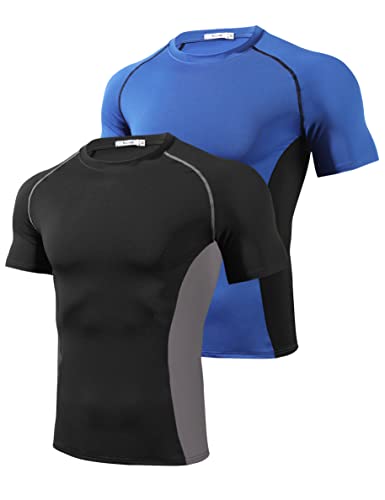 Wayleb Kompressionsshirt Herren Kurz Compression Shirt Funktionsshirt Kurzarm Sportshirt Gym Shirt Herren Fitness Kleidung Schnelltrocknend Laufshirt Atmungsaktiv von Wayleb