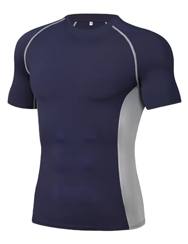 Wayleb Kompressionsshirt Herren Kurz Compression Shirt Funktionsshirt Kurzarm Sportshirt Gym Shirt Herren Fitness Kleidung Schnelltrocknend Laufshirt Atmungsaktiv von Wayleb