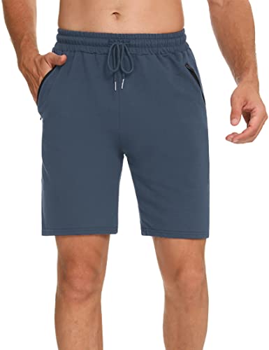 Wayleb Sporthose Herren Kurz Hosen Sommer Kurze Jogginghose Leichte Freizeithose Baumwolle Hose Männer Sweathose Shorts mit Reissverschluss Taschen, Himmelblau M von Wayleb