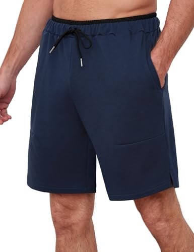 Wayleb Laufhose Herren Kurz Sommer Atmungsaktiv Sporthose Jogginghose Kurze Leichte Freizeithose Baumwolle Sweathose Hosen Männer Gym Laufen Shorts mit Taschen, Navy blau M von Wayleb