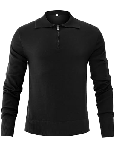 Wayleb Pullover Herren 1/4 Zip Strickpullover mit Polokragen Langarm Feinstrickpullover Männer Einfarbig Casual Revers Poloshirt Strickpulli Knitted Sweatshirt Pulli, Schwarz L Wayleb Pullover Herren 1/4 Zip Strickpullover mit Polokragen Langarm Feinstrickpullover Männer Einfarbig Casual Revers Poloshirt Strickpulli Knitted Sweatshirt Pulli, Schwarz L von Wayleb