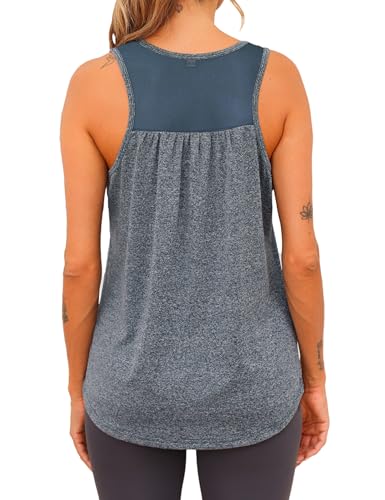 Wayleb Sport Shirts für Damen Workout Fitness Locker Yoga Tank Top Baumwolle Pilates Netzrücken Yoga Oberteil S-3XL von Wayleb