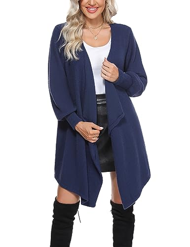 Wayleb Strickjacken für Damen Cardigan Lang Strickjacke Winter Warm Langarm Offene Strickmantel Herbst Pullover Elegant Longstrickjacke von Wayleb