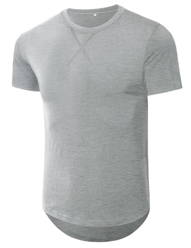 Wayleb Tshirt Herren Kurzarm Rundhals Basic Baumwolle T-Shirts Leicht Atmungsaktiv Casual Einfarbig Oberteile Sportshirts, Grau XL von Wayleb