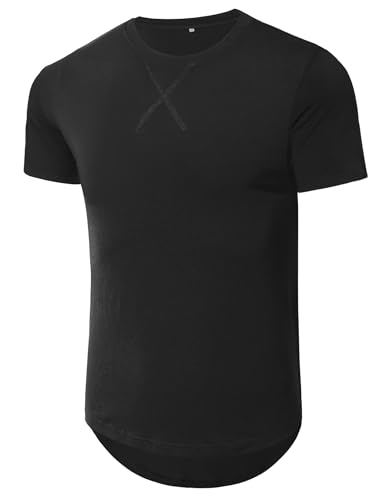 Wayleb Tshirt Herren Kurzarm Rundhals Basic Baumwolle T-Shirts Leicht Atmungsaktiv Casual Einfarbig Oberteile Sportshirts, Schwarz XL von Wayleb