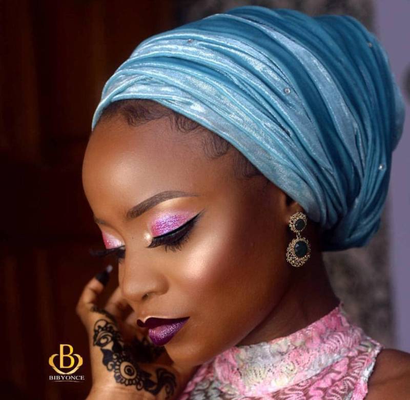 All Blue Extra Lange Samt Turban Kopfwickel, Hijab Kopftuch, Einheitsgröße von WaymakerDesigns