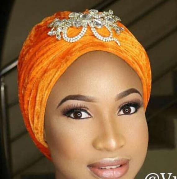 Luxuriöse Orange, Koralle, Samt Turban Kopfverpackung, Extra Lange Kopfverpackungen, Hijab Kopftuch, Einheitsgröße von WaymakerDesigns