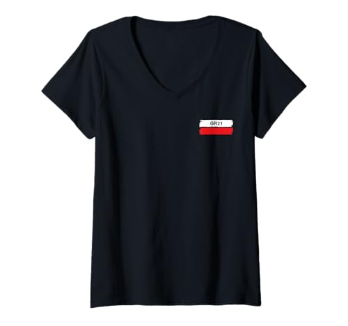 Damen GR21 Trail Marker Normandie Küstenwanderroute T-Shirt mit V-Ausschnitt Damen GR21 Trail Marker Normandie Küstenwanderroute T-Shirt mit V-Ausschnitt von Waymark Designs