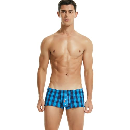 Wayonge Gewebte Herren-Boxershorts, entspannte Passform, gestreift, lockere Passform, gestrickte Boxershorts zum Entspannen, 230503Blue, Large von Wayonge